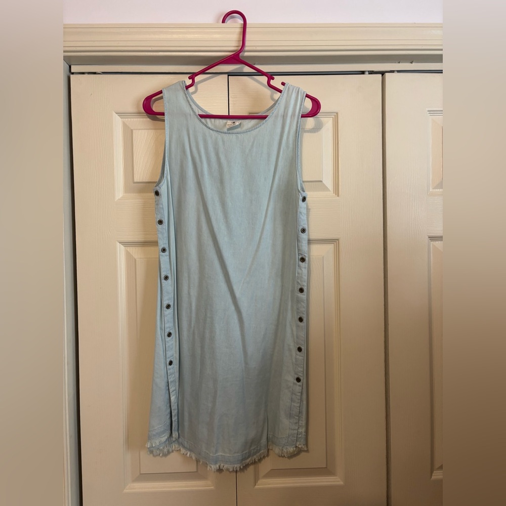 Body Glove Light Blue Denim Button-Side Mini Dress